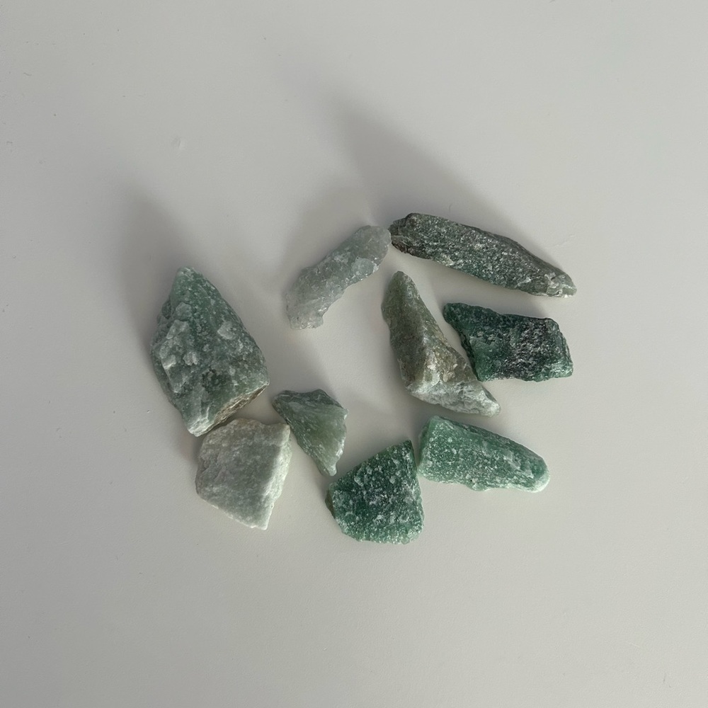 9 green aventurine raw crystals